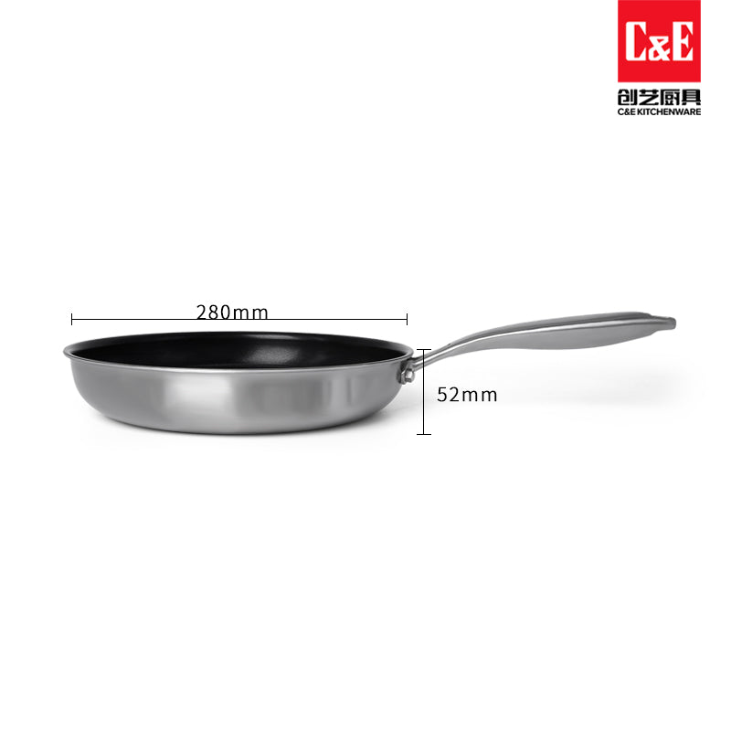 Sartén de Acero Inoxidable Antiadherente 28 cm C&E