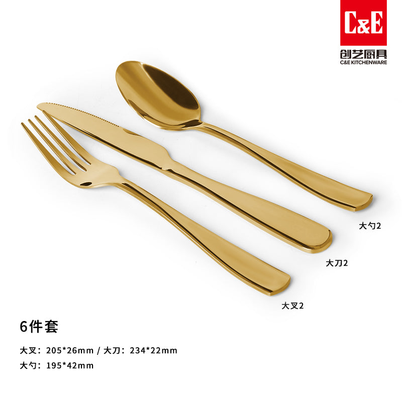 Set de Cubiertos Dorados en Acero Inoxidable (6 piezas) – C&E