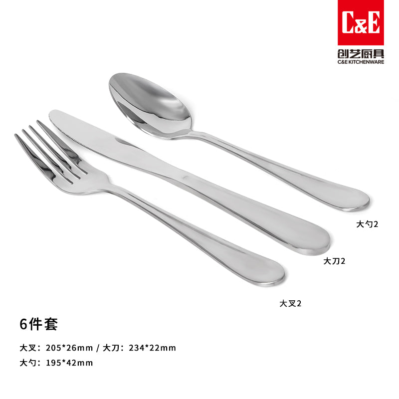 Set de Cubiertos en Acero Inoxidable (6 piezas) – C&E