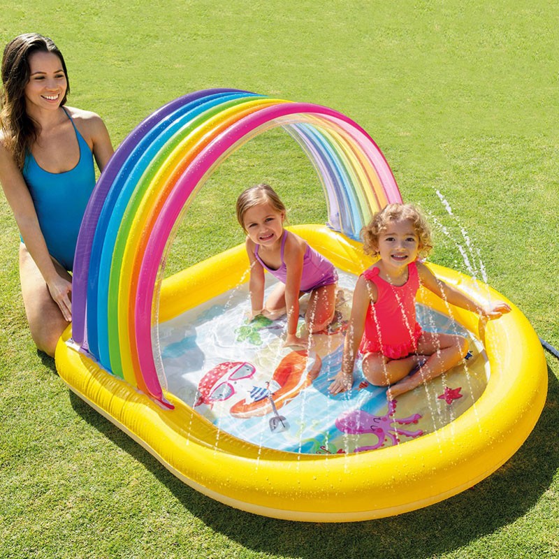 Piscina Intex Inflable Techo Arcoiris y Chorros Agua 57156NP