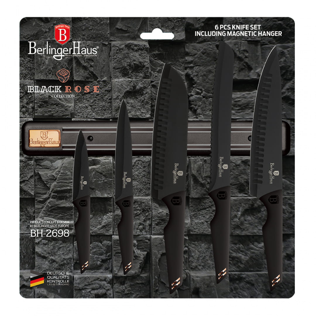 Set de cuchillos con Hanger Magnetico Berlinger Haus Negro BH-2698