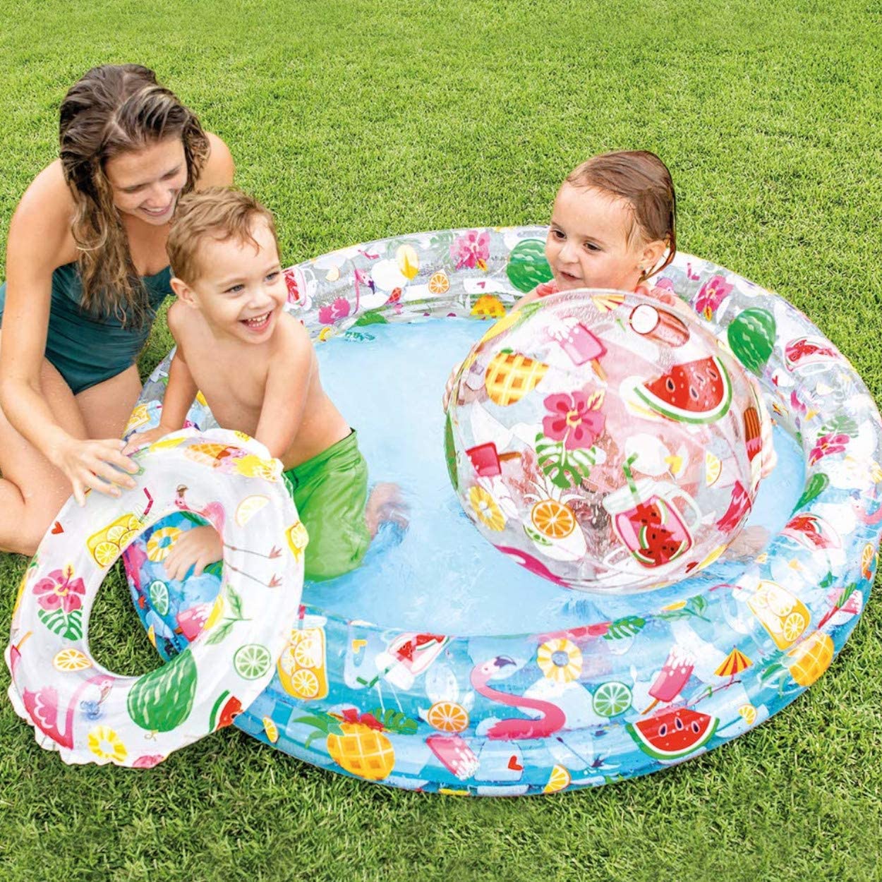 SET INFANTIL DE PISCINA, FLOTADOR Y PELOTA INFLABLE INTEX