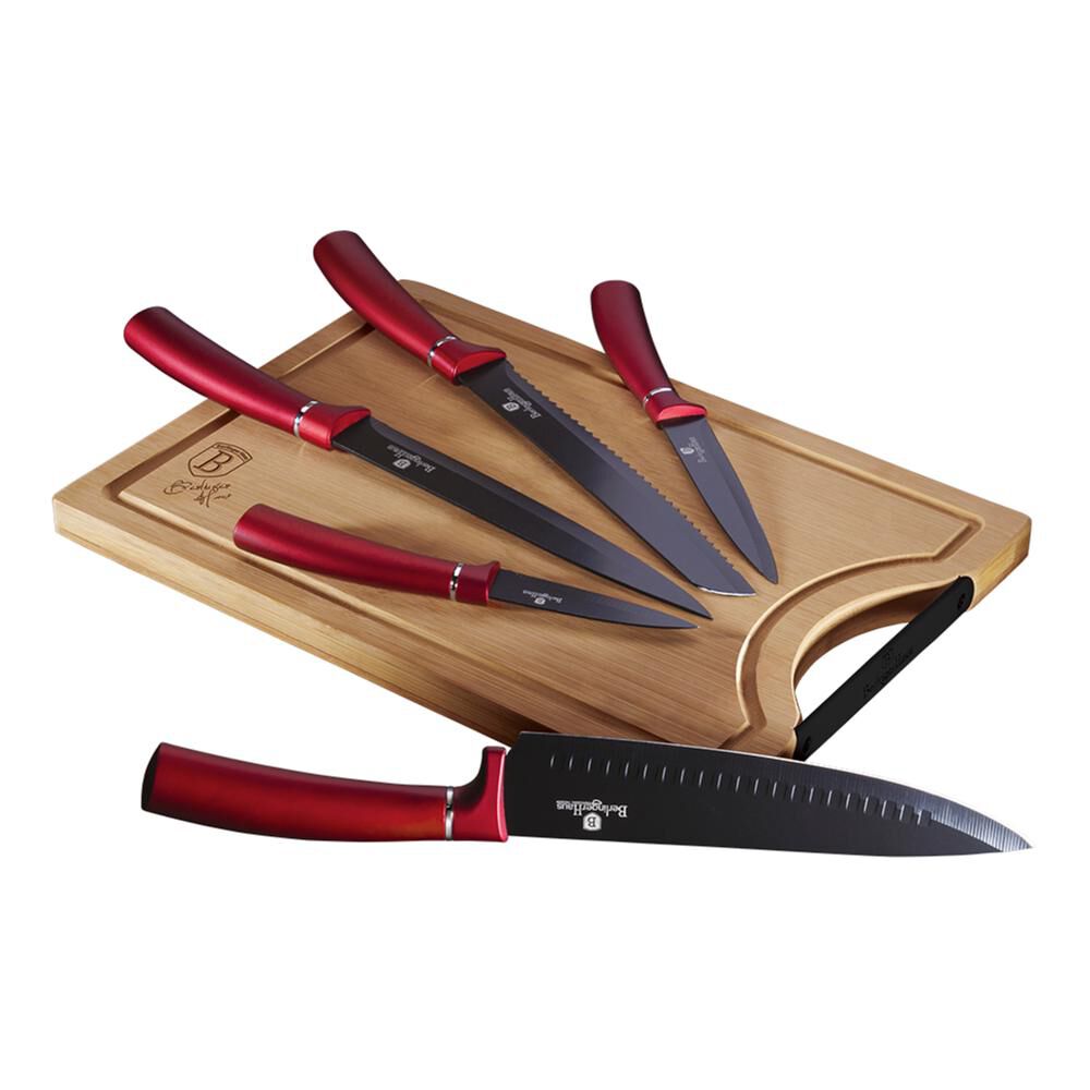 Set de cuchillos con tabla de picar Berlinger Haus Rojo