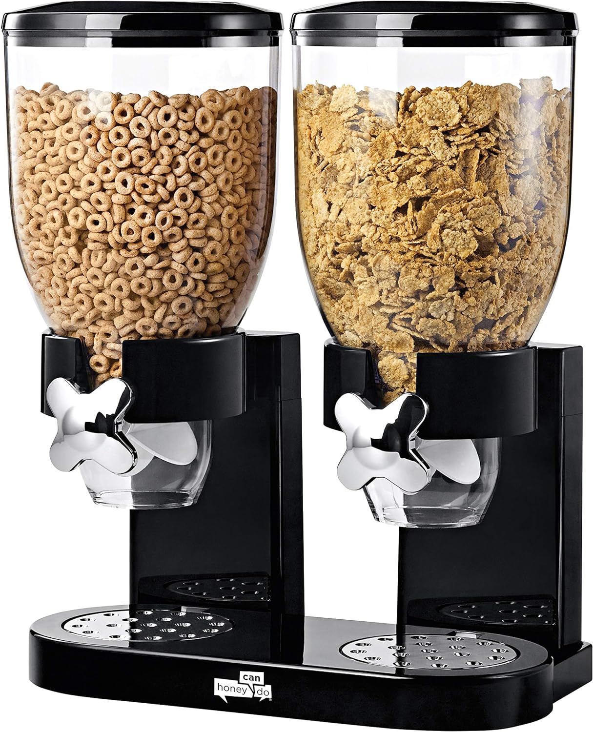 Dispensador de cereales de dos envases.