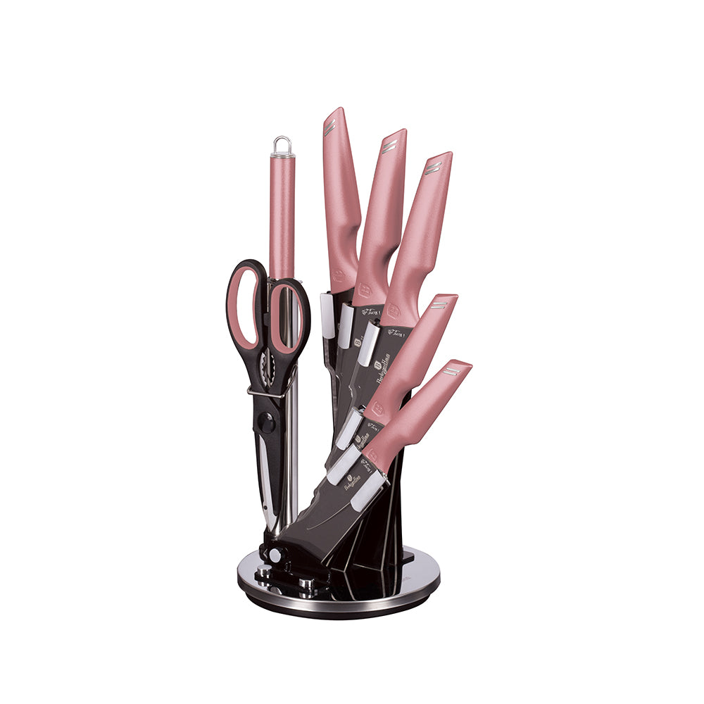 Set de cuchillos con Base Berlinger Haus Rosado BH-2585