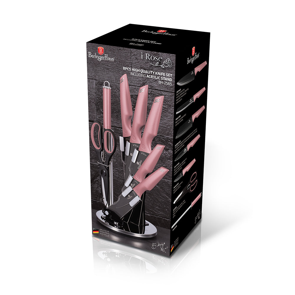 Set de cuchillos con Base Berlinger Haus Rosado BH-2585