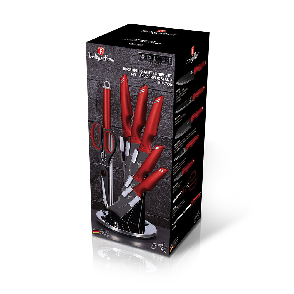 Set de cuchillos con Base Berlinger Haus Rojo BH-2686