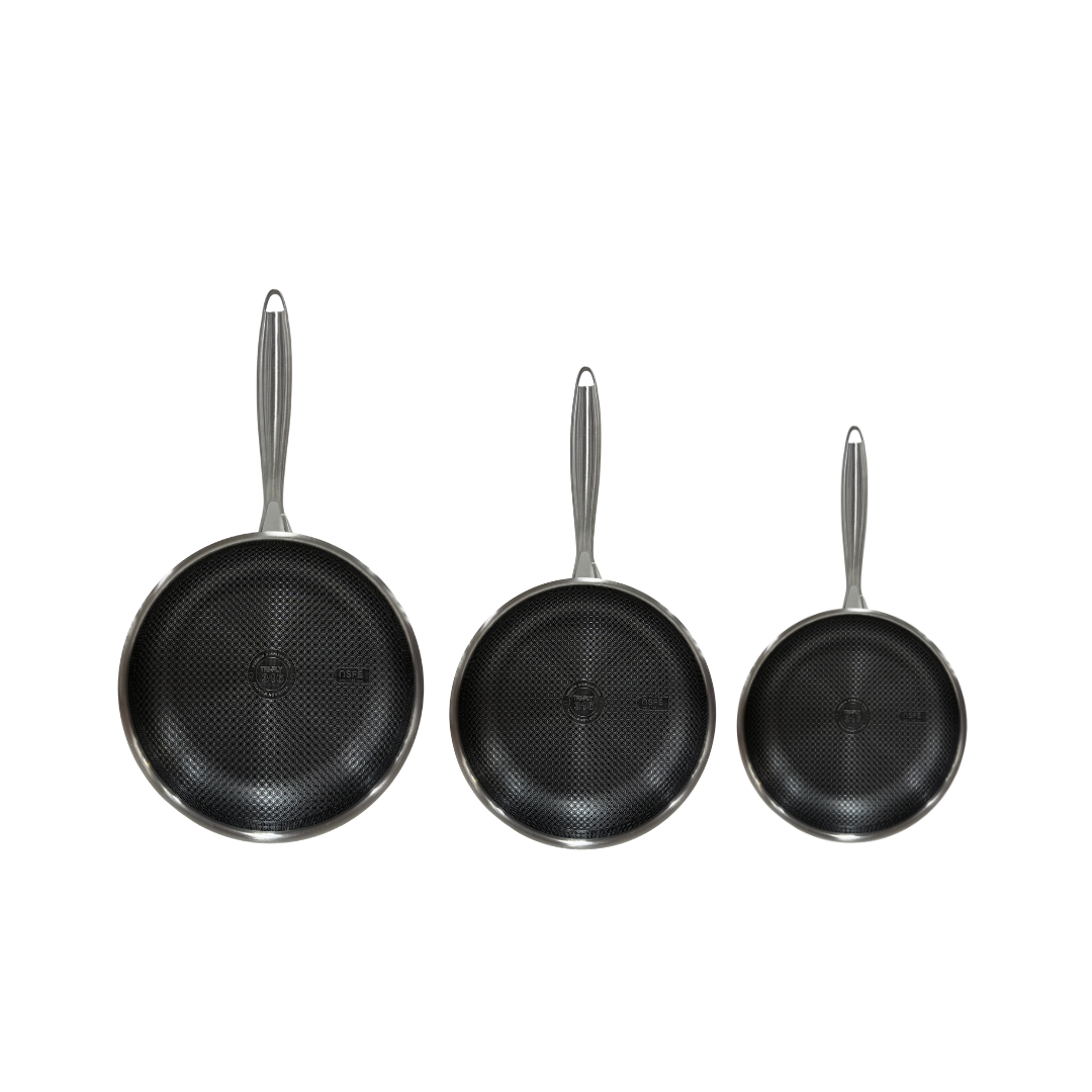 Juego de sartén de acero inoxidable 3 piezas