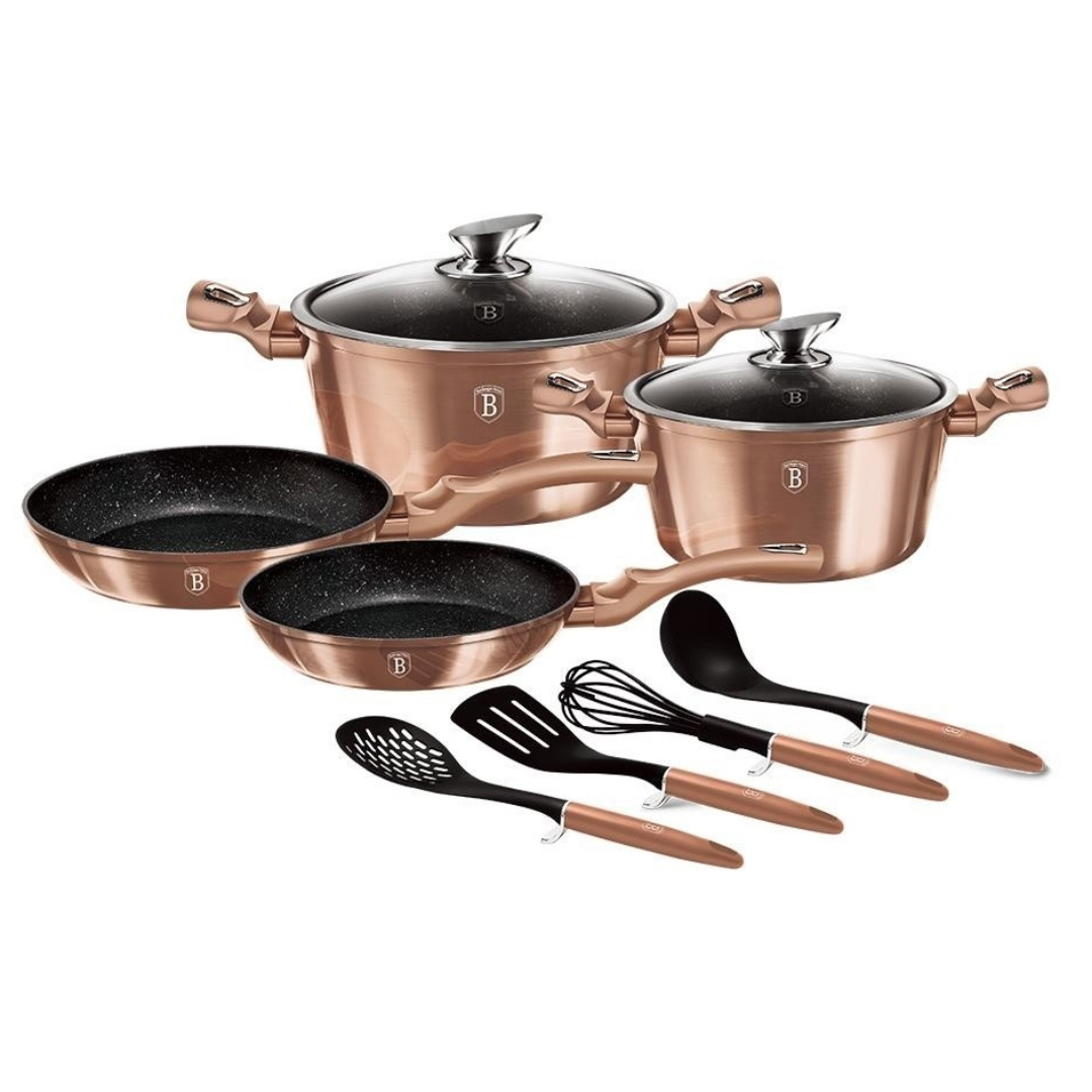 Set de ollas 10PCS Berlinger Haus Coleccion rose Gold.